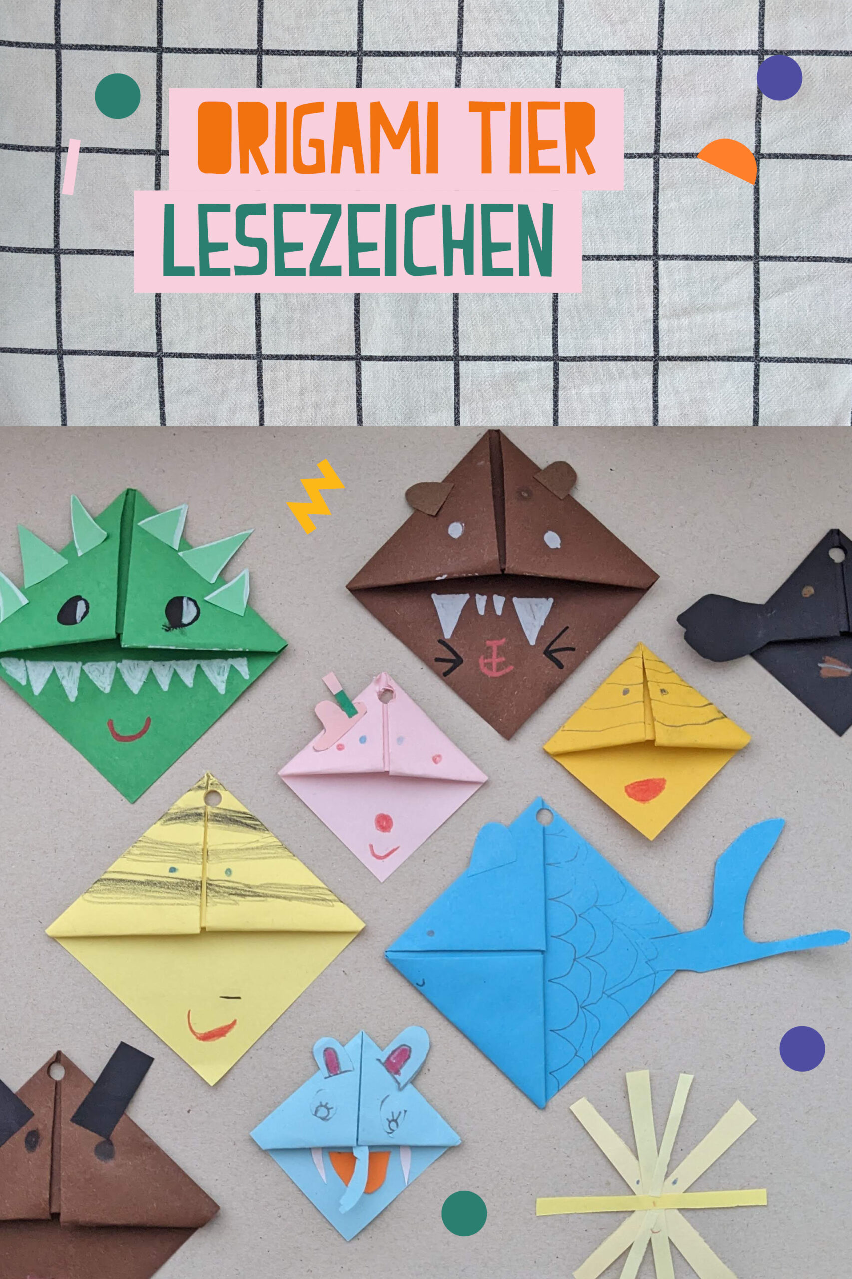 Einfache Tier Origami Lesezeichen falten – Schnipsel Kiste